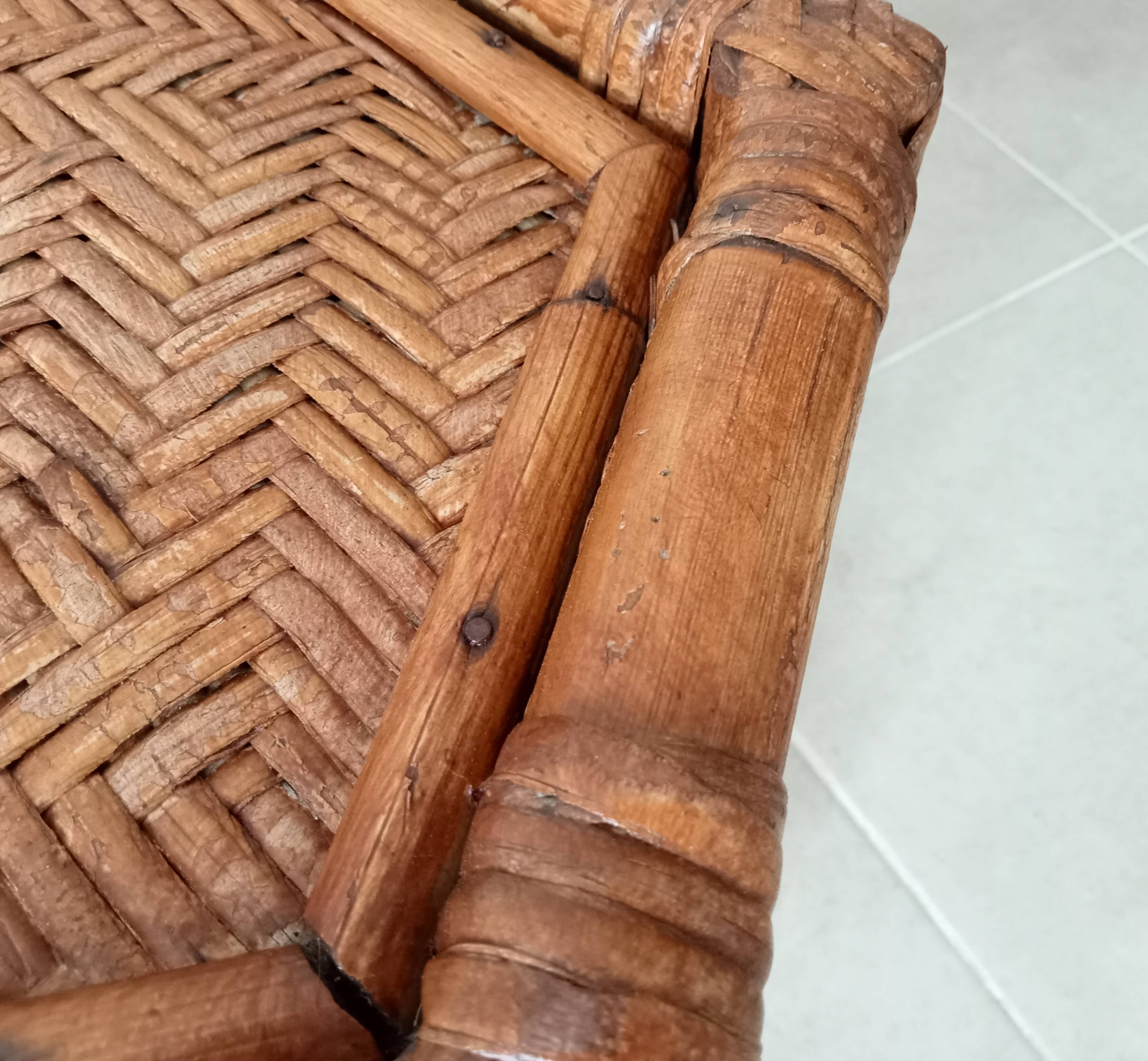Vintage side table in bamboo and rattan 70s