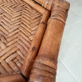 Vintage side table in bamboo and rattan 70s