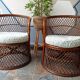 Pair of vintage bamboo rattan armchairs