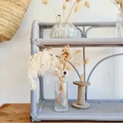 Etagère rotin ancienne grise