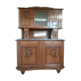 Buffet ancien deux corps en bois sculpté - plateau marbre - très bel état