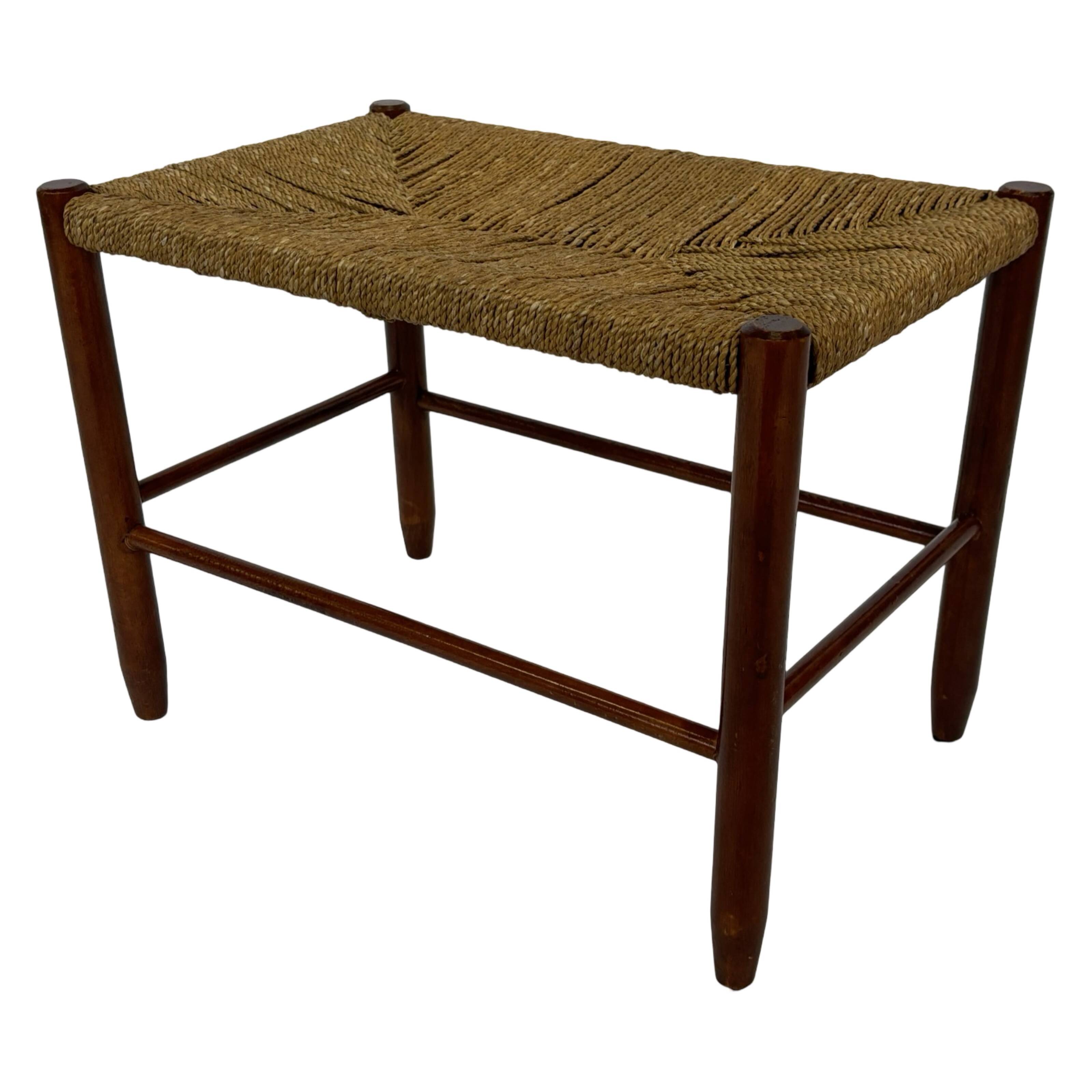 Vintage Stool Danish Papercord Rope Stool Mid Century Ottoman