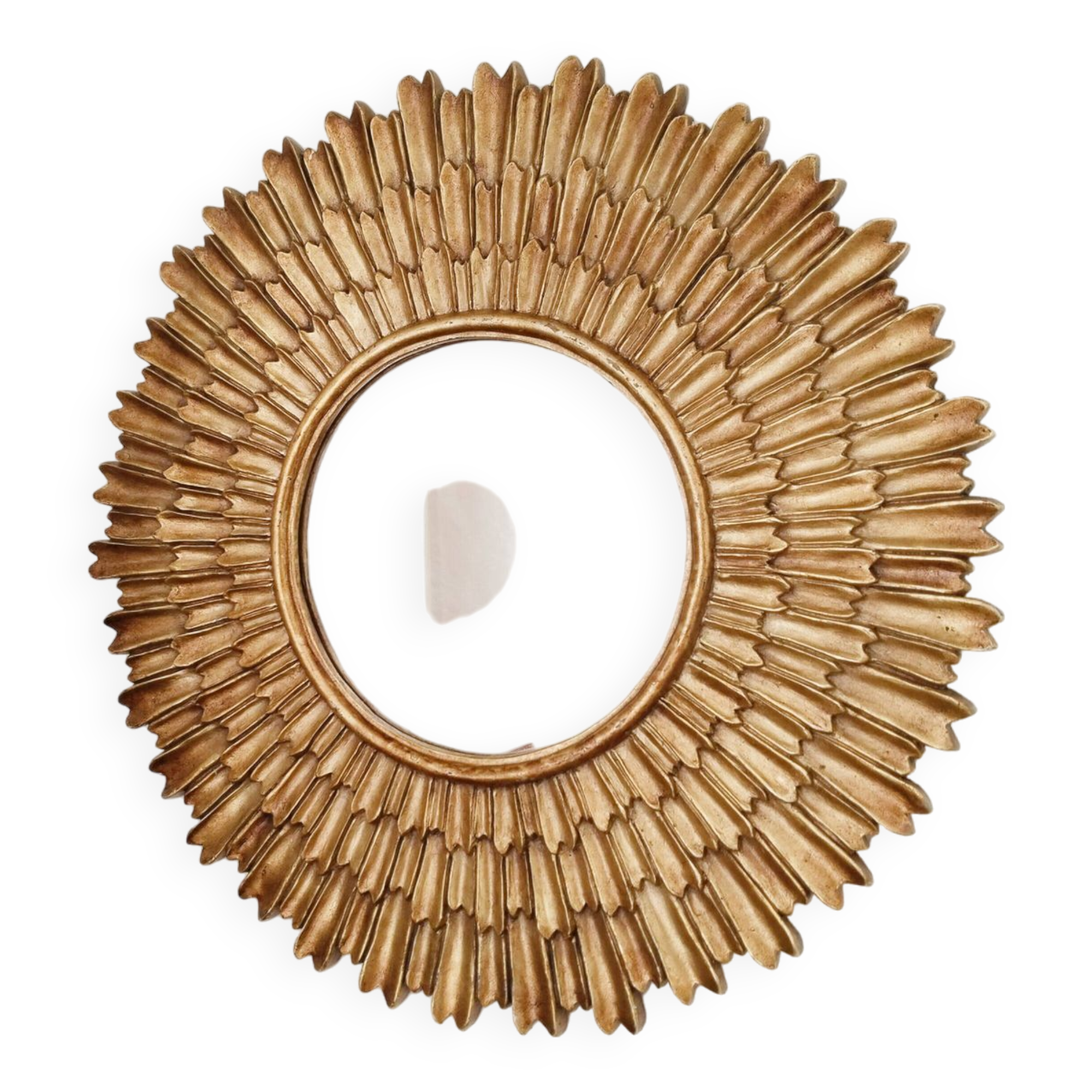 Golden sun mirror, in resin, 31 cm