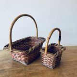Pair of colorful wicker baskets