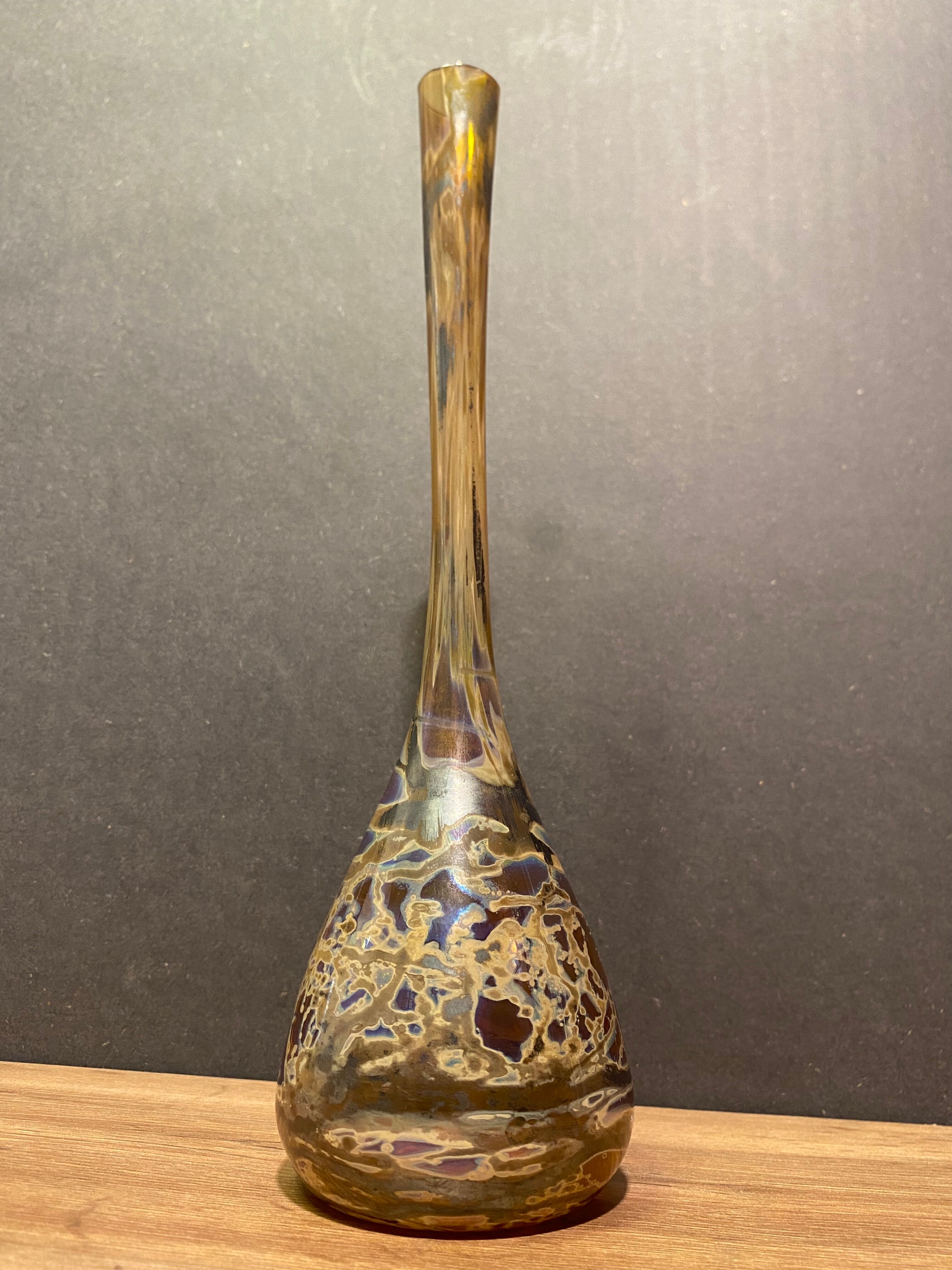 Soliflore vase in tinted glass with marbled decoration Murano Venice