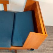 Norwegian daybed sofa in teak and blue fabric, renovated, vintage scandinavian 1960s