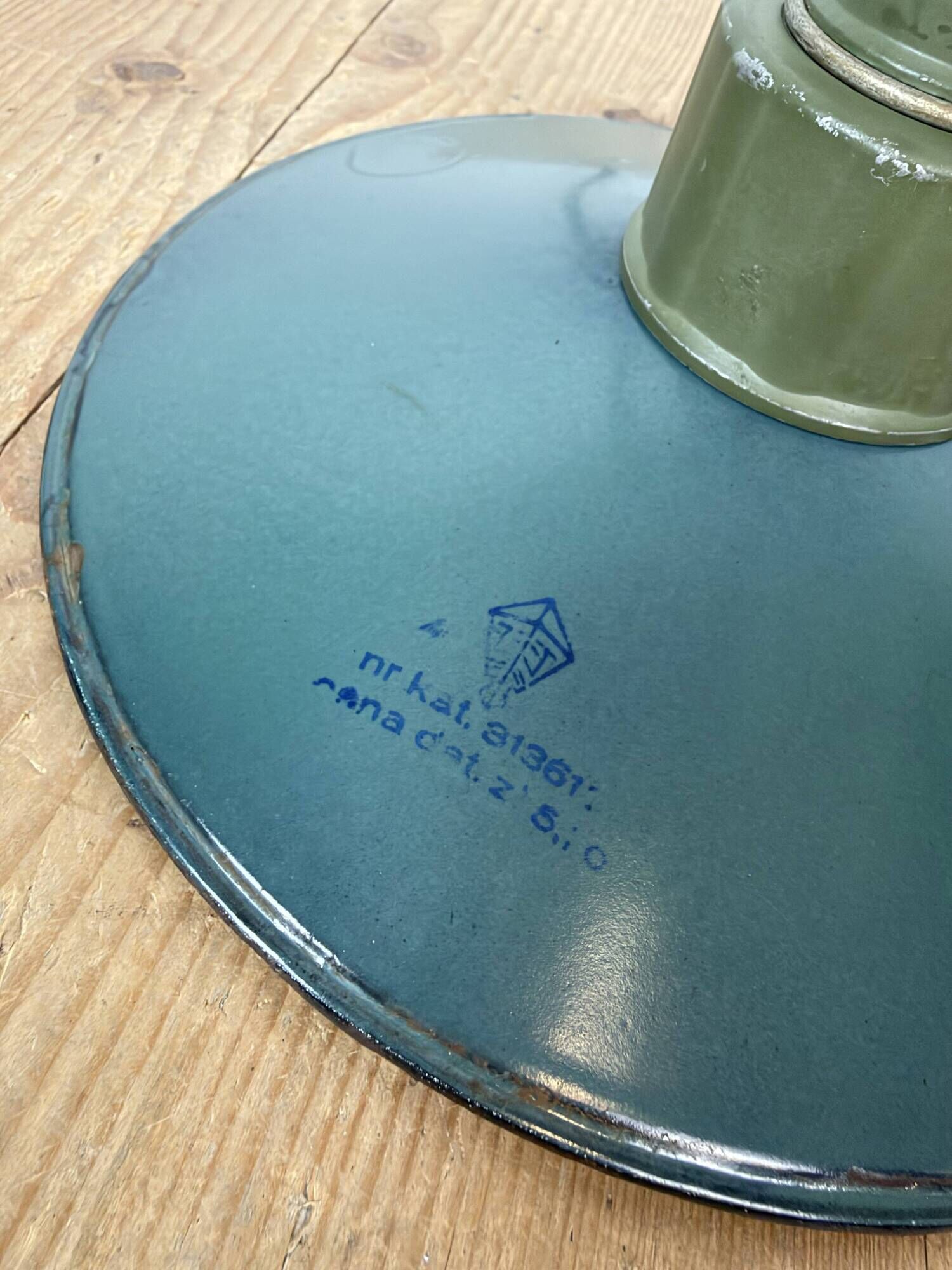 Industrial Petrol Enamel Military Pendant Lamp with Cast Aluminium Top