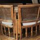 Rattan dining table with chairs (80s)