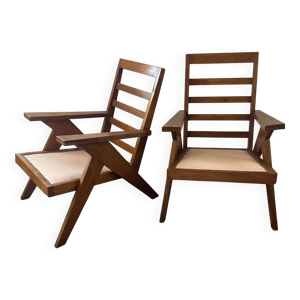 Paire de fauteuils pied