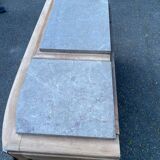 Buffet parisien art déco vintage rénové en bois massif et marbre gris 150cm