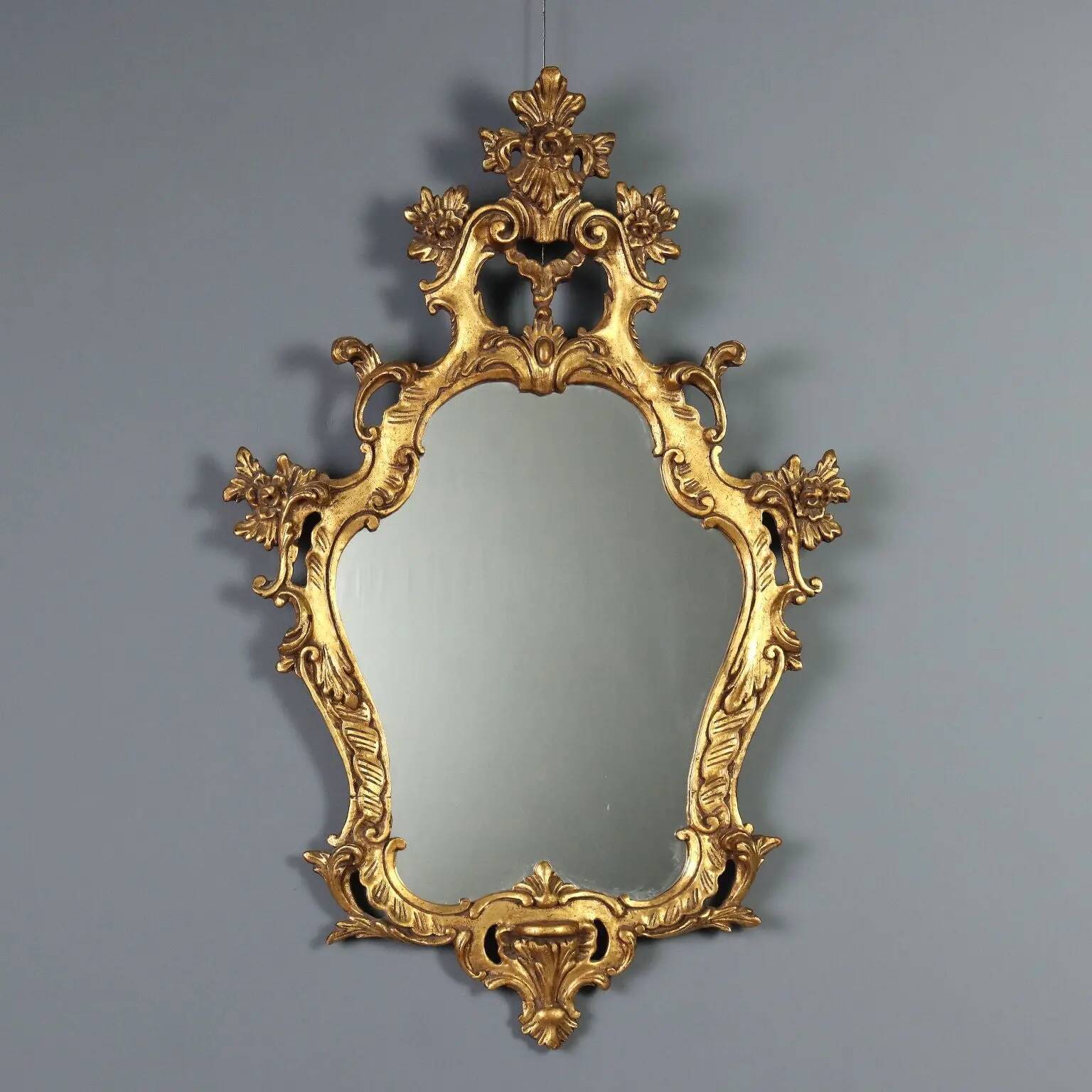 Antique baroque-style mirror in gilded wood, Italy, 20th century