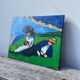Tableau huile sur toile campagne couple