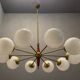 Italian sputnik chandelier in opaline glass, 1960s
