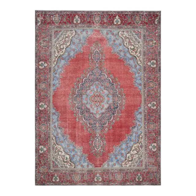 1970s Vintage Persian Handmade Wool Cotton Red Area Rug 289x384