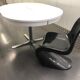Rosalie round table with white extensions and chrome foot circa 1970