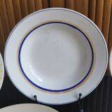 6 old plates mismatched geometric patterns Moulin des Loups, St Amand