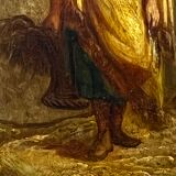 Oil on wood panel, woman with basket, signed LP, Jean Baptiste Le Prince?