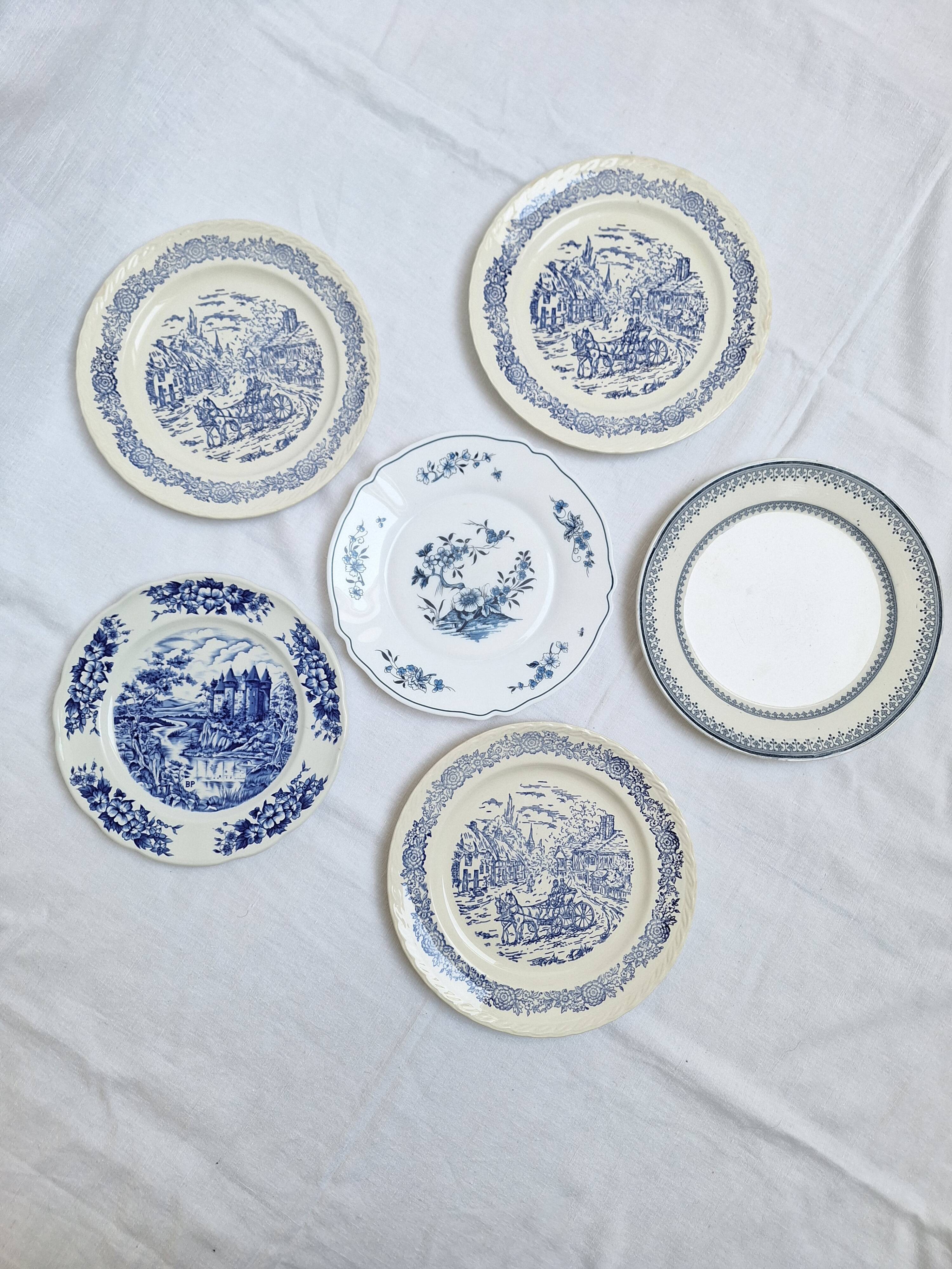 6 vintage flat plates