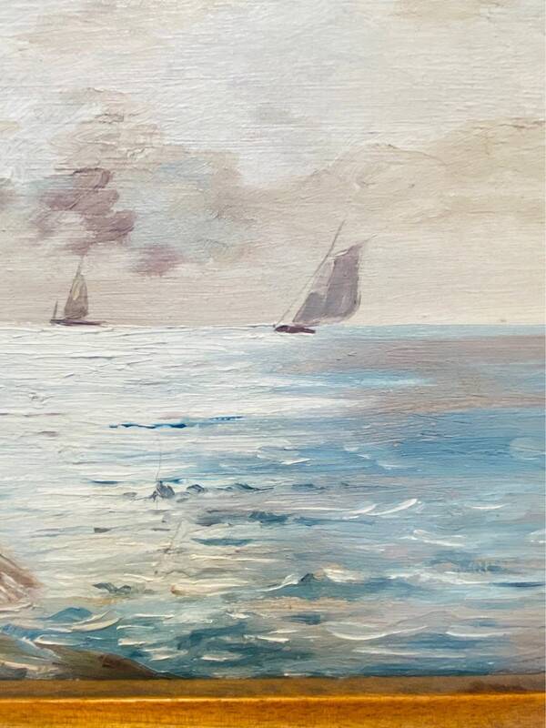 Painting: seascape - seaside in Brittany signed À Jabiol around 1900