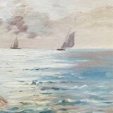 Painting: seascape - seaside in Brittany signed À Jabiol around 1900