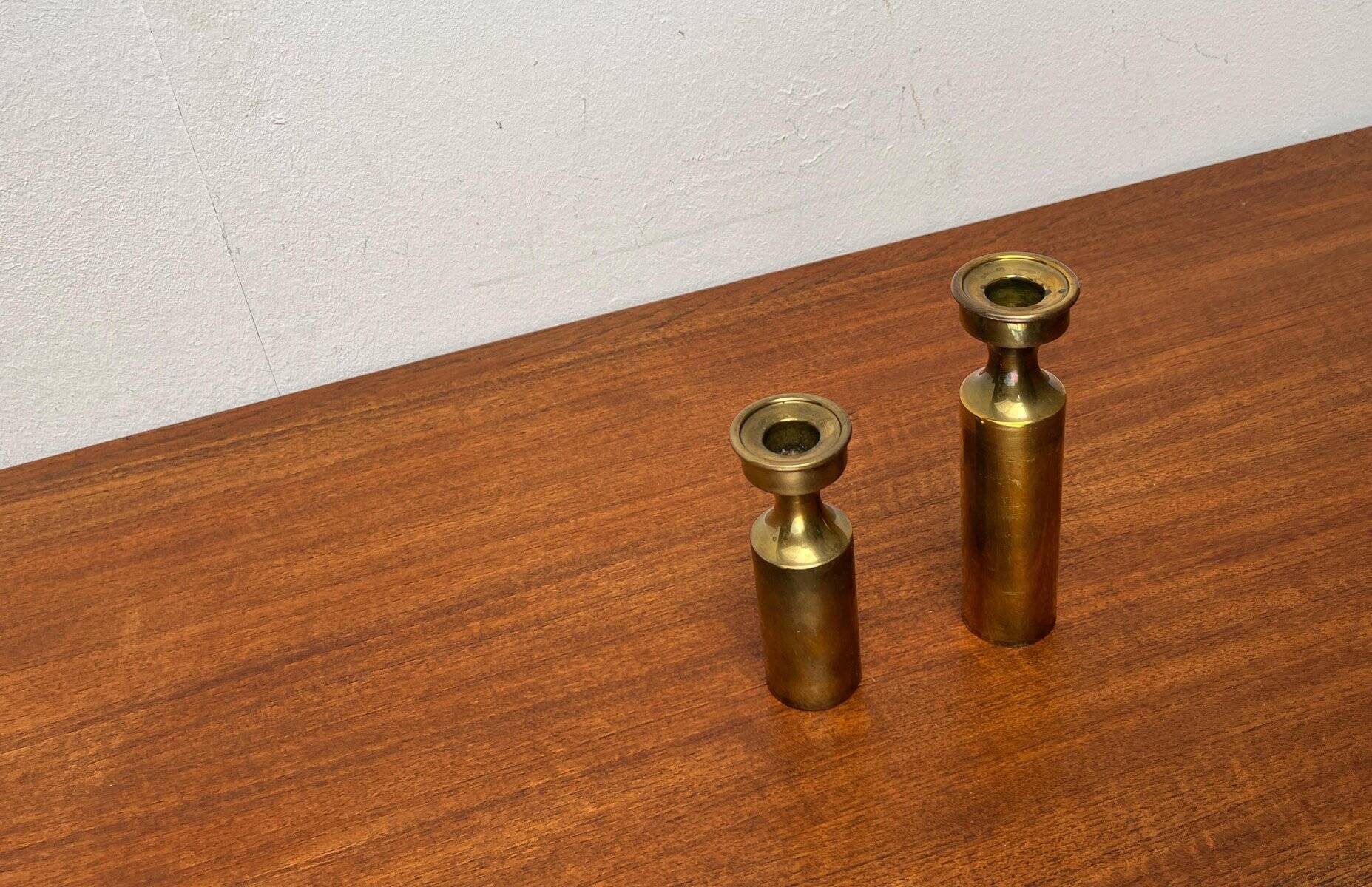 Danish brass candle holders from the mid-century by Boyes Metalkunst, 1960s, set of 2.
