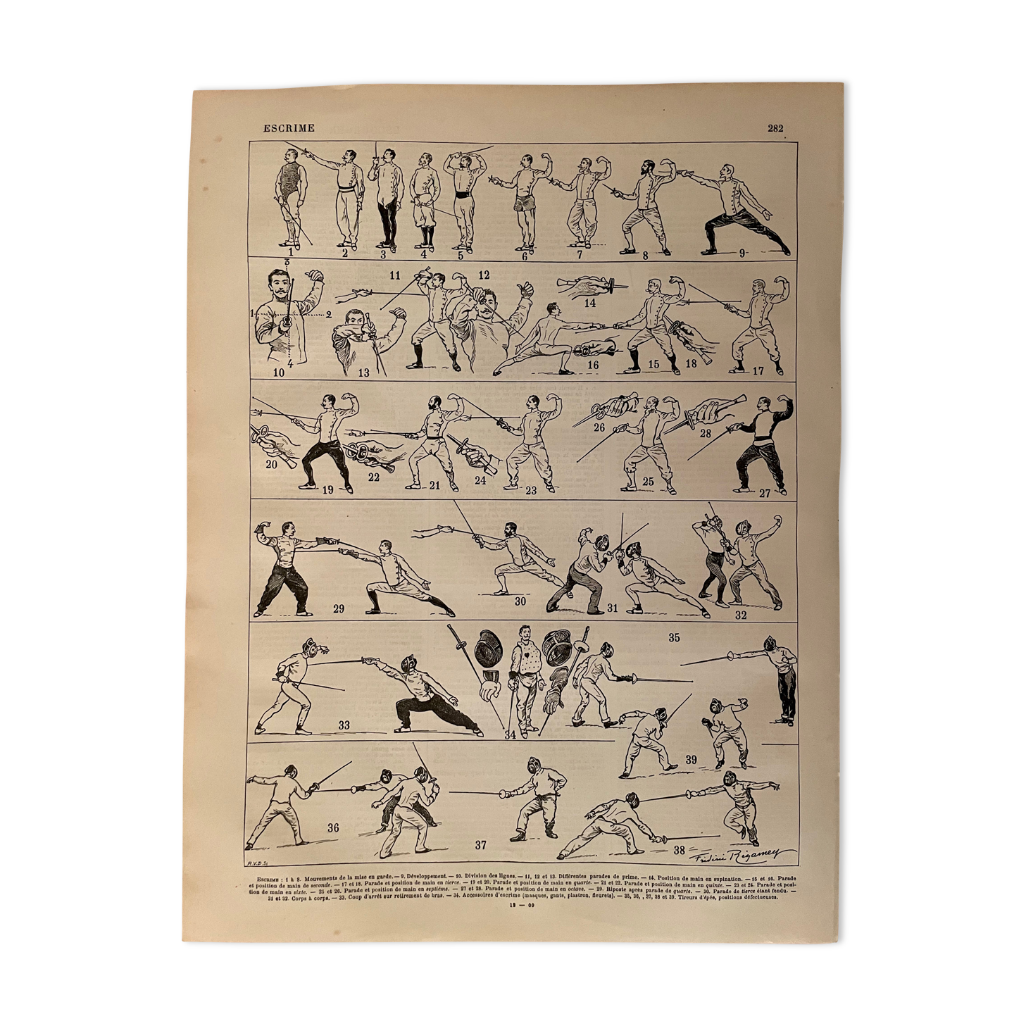 Lithographie sur l'escrime de 1897 (épée fleuret)