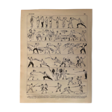 Lithographie sur l'escrime de 1897 (épée fleuret)