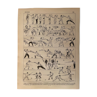 Lithographie sur l'escrime de 1897 (épée fleuret)