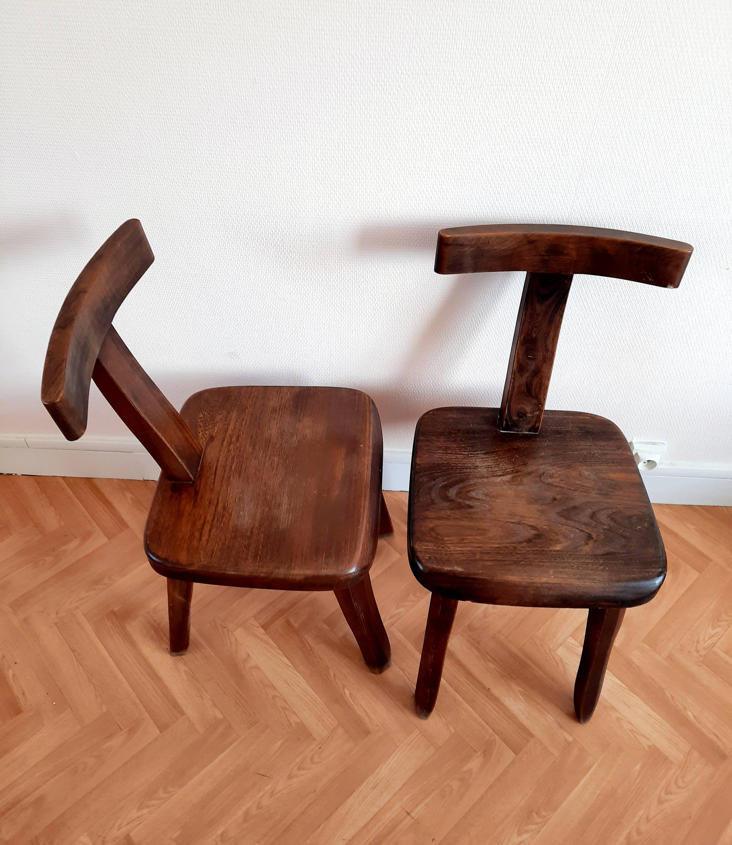 Pair of brutalist chairs by Olavi Hanninen, 1950s