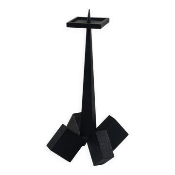 Vintage mid-century geometric brutalist floor candle holder.