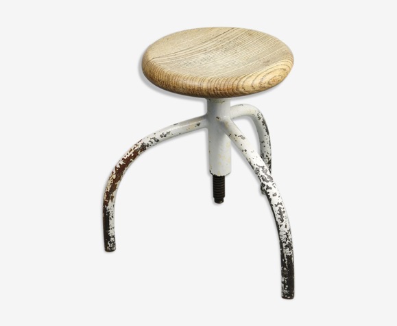 Tabouret pivotant blanc vintage