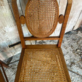 4 chaises anciennes style Louis XVI en bois et cannage, XIXème s.