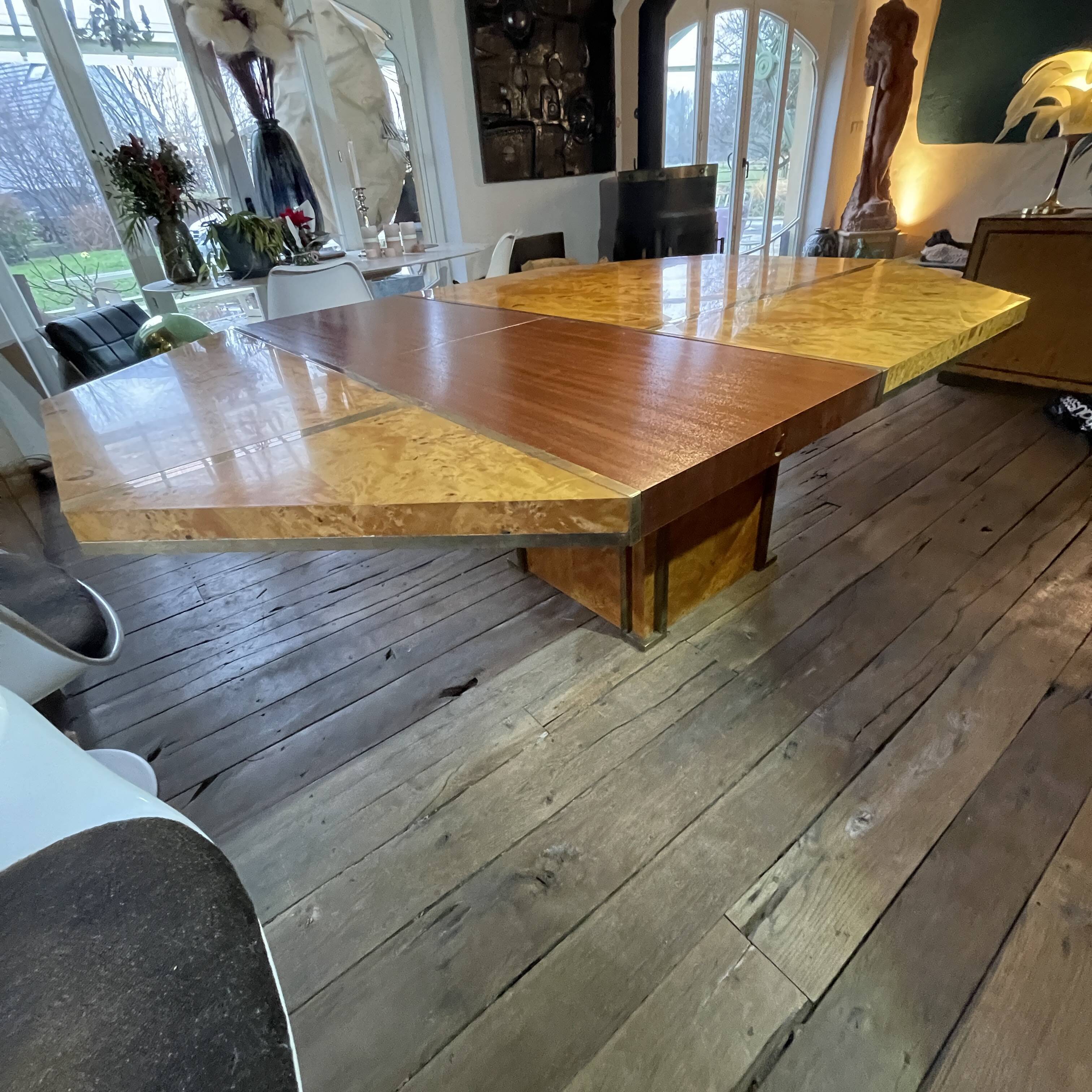JEAN-CLAUDE MAHEY, Hollywood Regency dining table, extension leaves included.