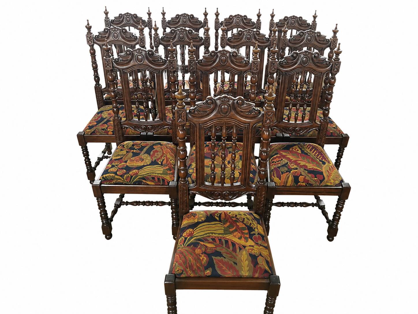 Ltee laval - set of 6 or 12 carved solid wood chairs - very good condition