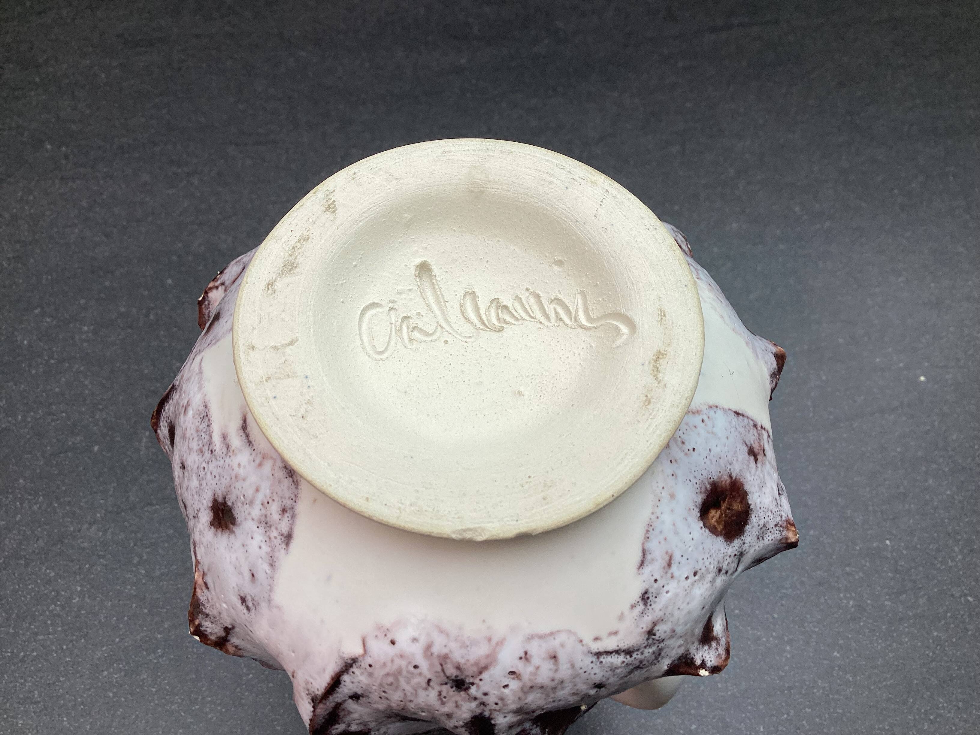 Sea foam ceramic pitcher vase, Vallauris, attributed to JAK