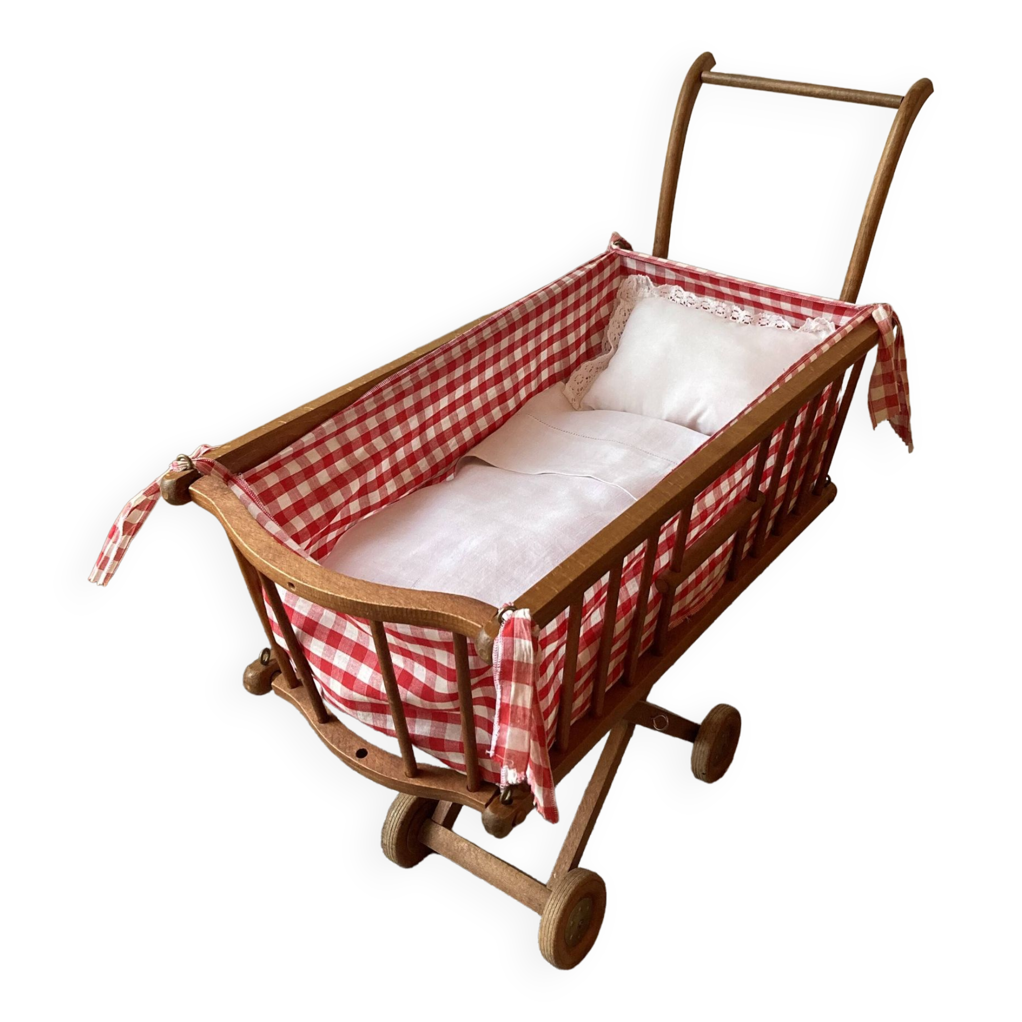 Vichy wooden doll pram bed set