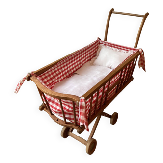 Vichy wooden doll pram bed set