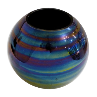 Black glass ball vase rainbow oil