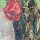 Vintage Still life with Tulips and apple, Oil Painting signed by M. Jonsson