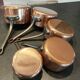 Set of 5 tinned copper pans