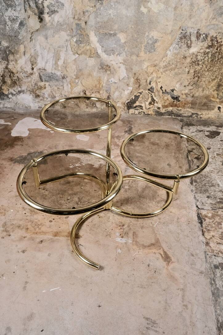 Modular brass coffee table, Morex, Italy, 1970