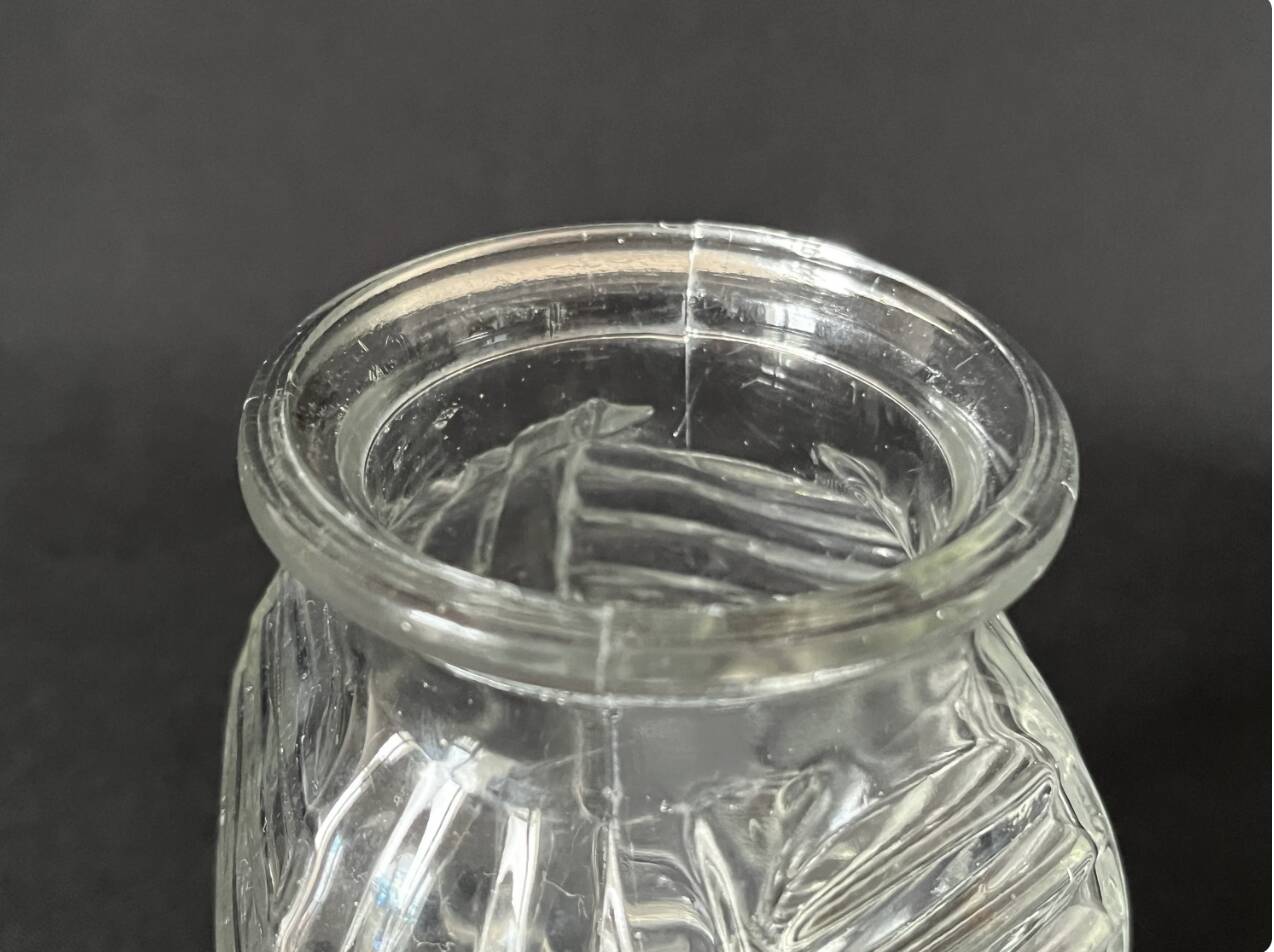 Art Deco geometric pattern glass hyacinth vase, 1930