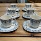 6 cups and saucers in Gien earthenware with Mascaron decoration from the early 20th century.