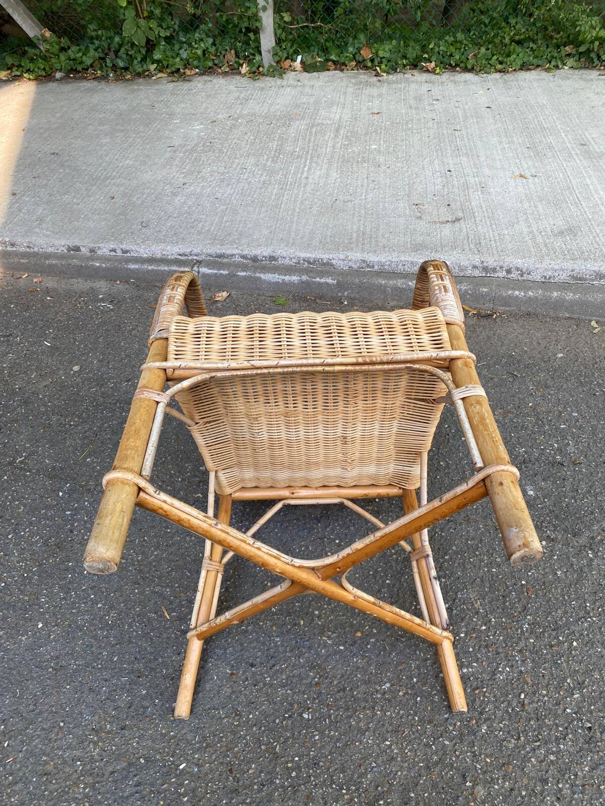 Fauteuil rotin et osier adulte 1970