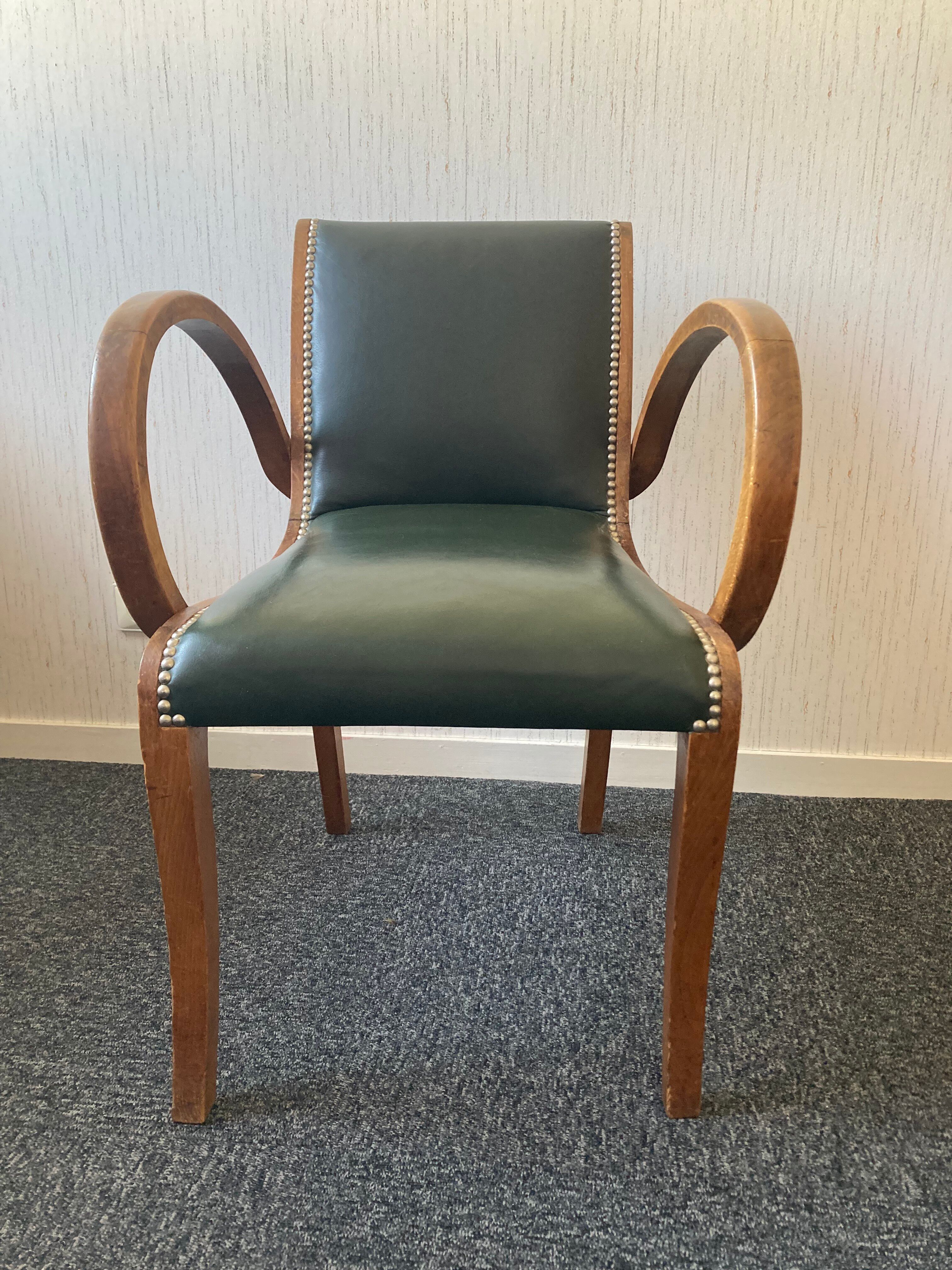 2 fauteuils de bridge assise cuir