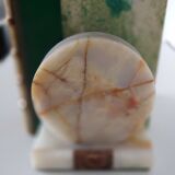 Pair of marble and onyx bookends, geometric design, Art Deco style.