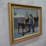 Swedish Artist, Figurative Modern Painting, 1951, Oil on Canvas, Framed