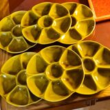 Set of six Gien oyster plates