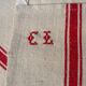 Set of 4 old embroidered tea towels in linen