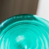 Turquoise Murano Glass Vase by Enrico Coveri, 1980s Italy – Wavy Bubble Silhouette in Transparent Glass